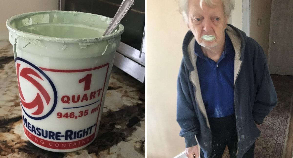 Abuelito tomó un litro de pintura pensando que era yogurt. Foto: Twitter