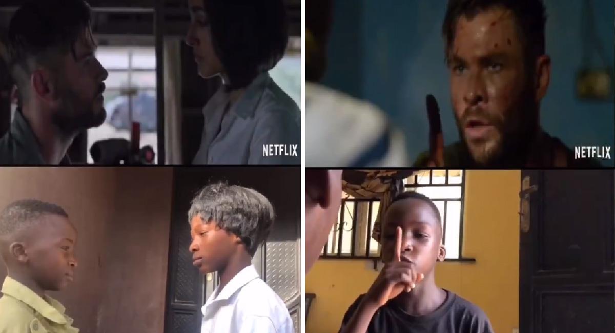 Niños recrean películas de Netflix y se vuelven virales. Foto: Twitter @IkoroduB