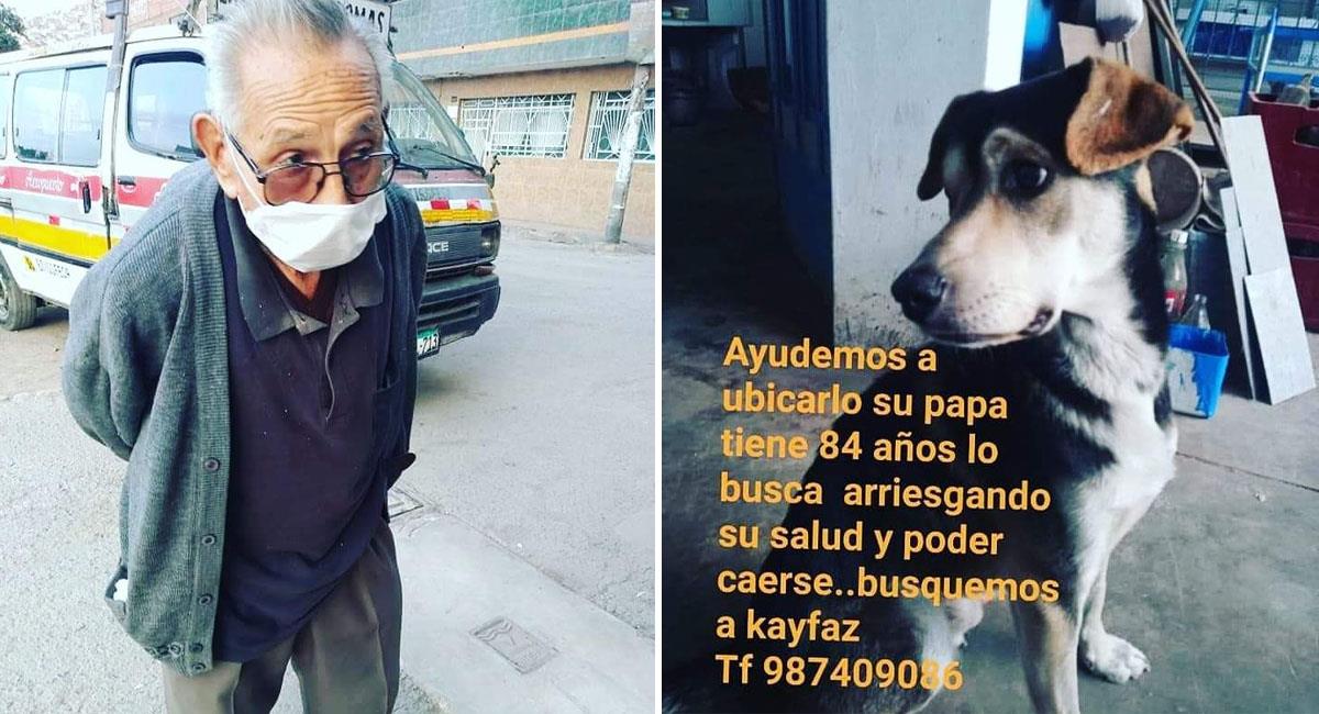 Abuelito de 84 años camina por Lima para encontrar a su perro. Foto: Twitter