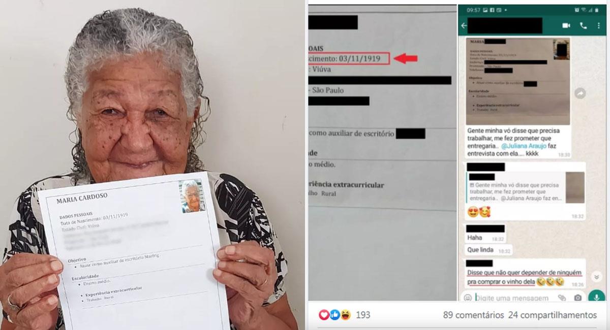 Mujer de 101 años envía CV para buscar empleo y comprar sus propios vinos. Foto: Facebook Pâmela Cristina Matias Gomes