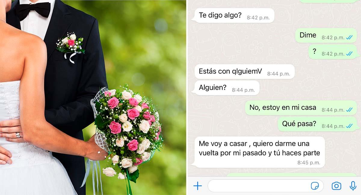 Novio le manda mensaje a su ex antes de su boda y ella lo expone. Foto: Twitter @Lamonamiranda
