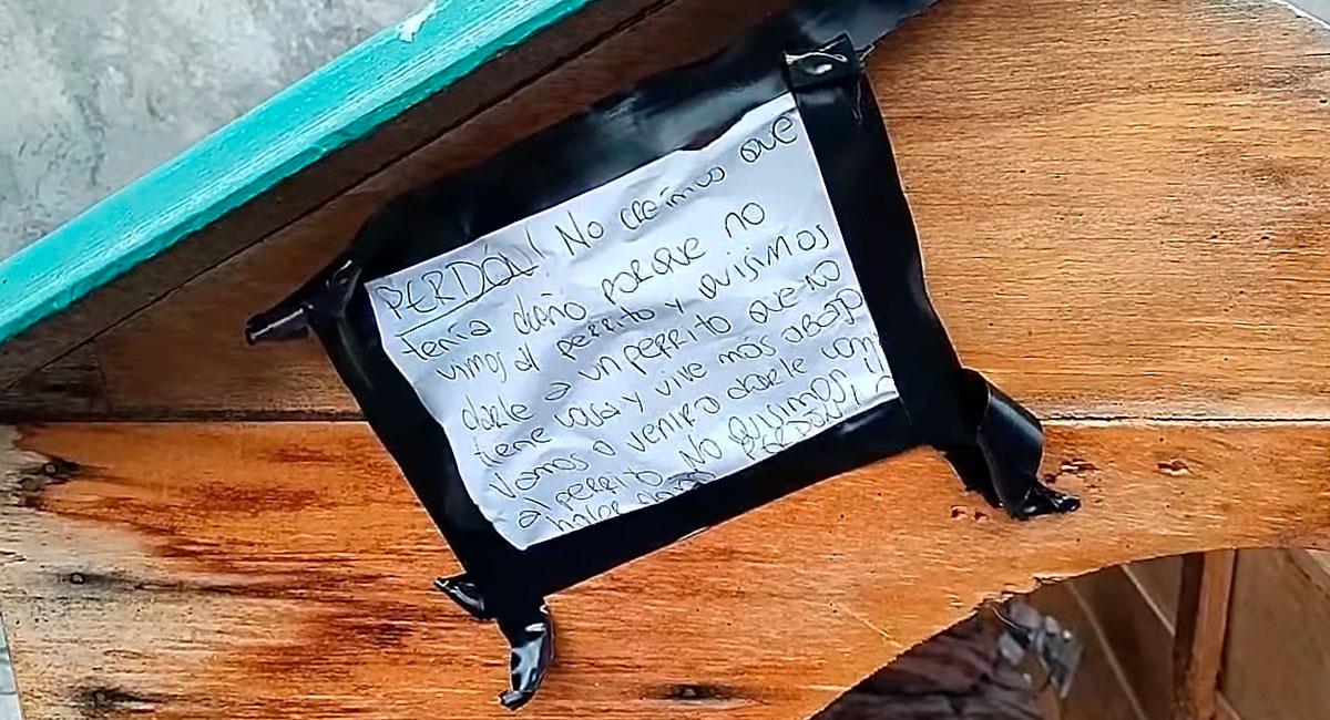 Le roban casa a ‘Firulais’ pero se arrepienten y la regresan con nota de disculpas. Foto: Facebook El Comercio