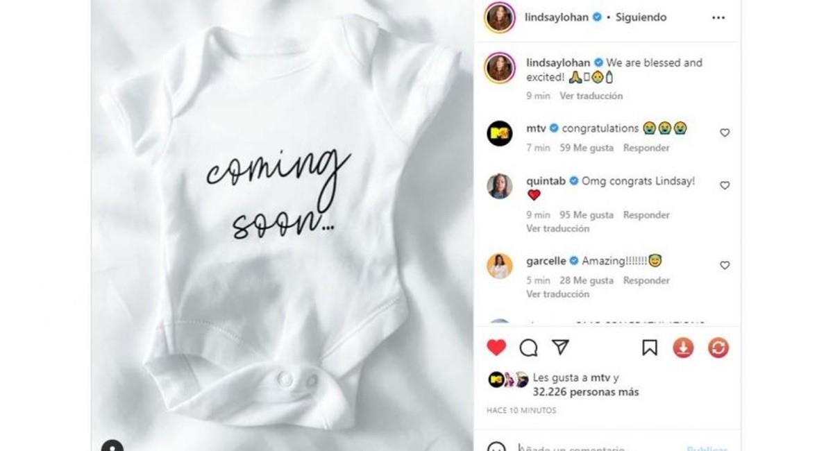 Lindsay Lohan será mamá. Foto: Instagram