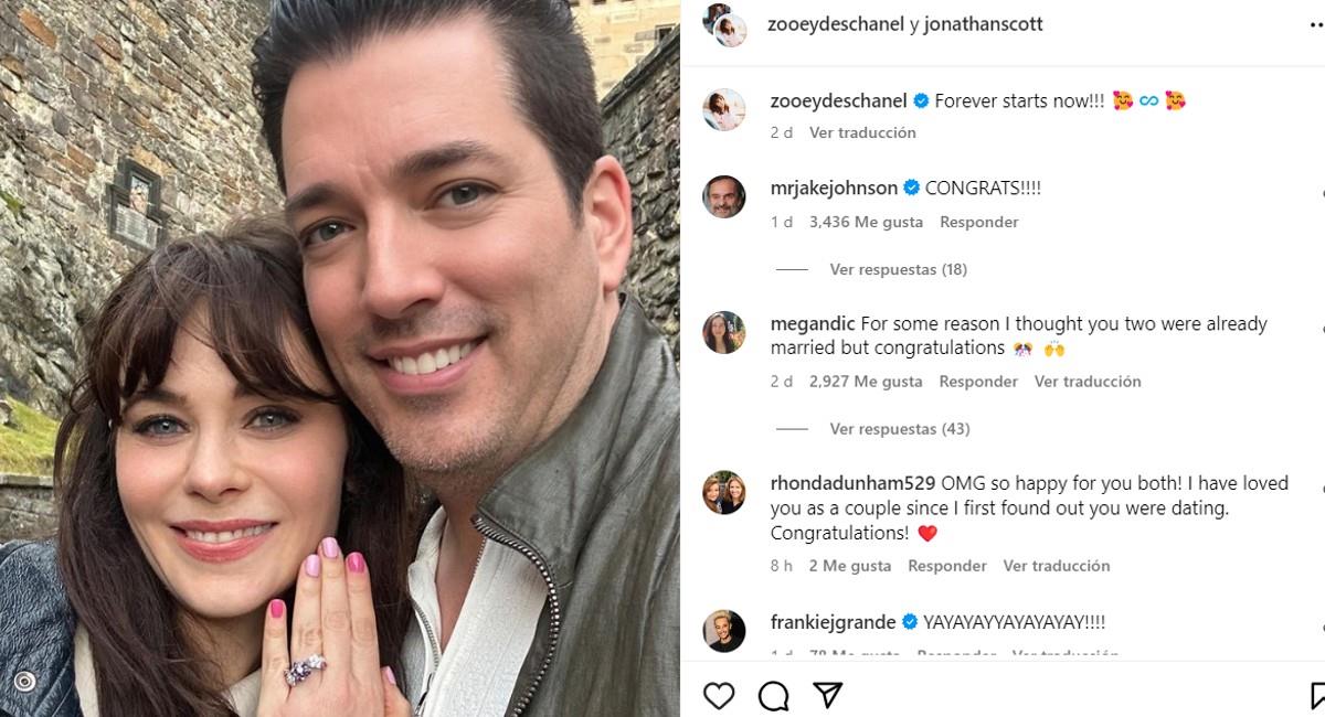Zooey Deschanel y Jonathan Scott se casan. Foto: Instagram